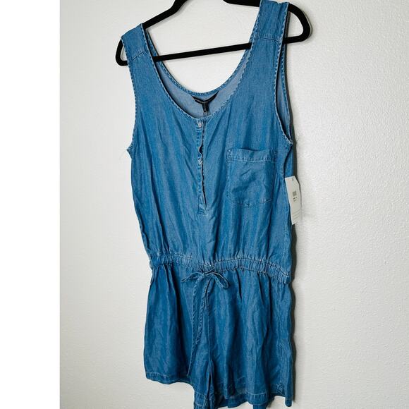 NWT W118 Vivian Scoop Neck, Sleeveless, Half Button drawstring waist Romper L - Picture 3 of 11